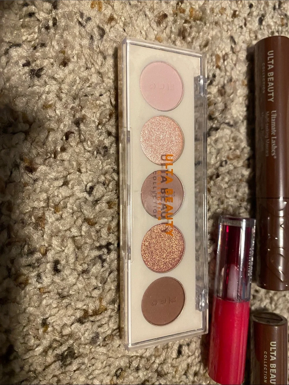 Ulta Beauty Light Blue Terry Textured Cosmetic Case with eye makeup